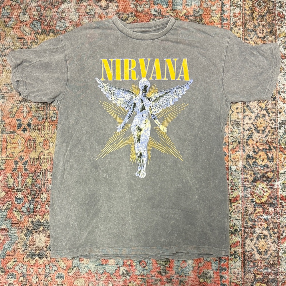 NIRVANA Gray T-Shirt with Yellow Graphic